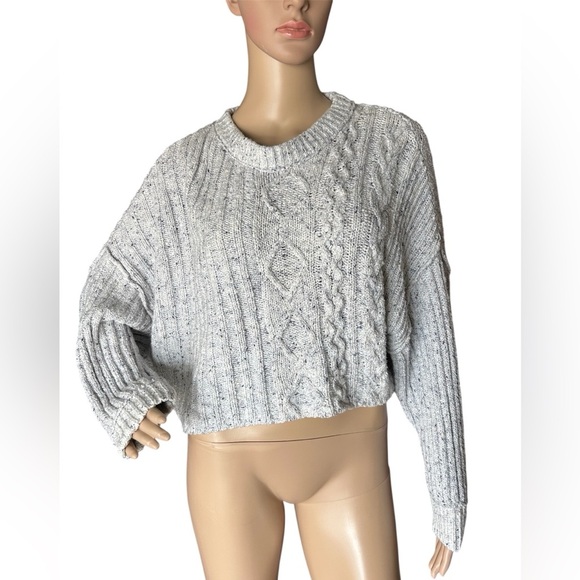 Free People On Your Side Cropped Slouchy Chunky Cable Knit Sweater Women Size S - Picture 2 of 10